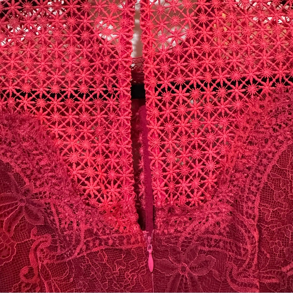 Self-Portrait Pink Guipure Lace Pleated Mini Dress Size US 4 - Picture 9 of 12